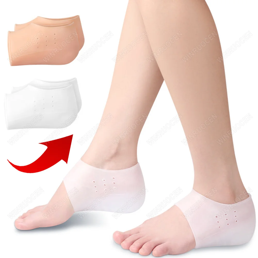 Unisex Invisible Height Increase 2-4CM Silicone Socks Gel Heel Pad Orthopedic Arch Support Heel Cushion Insoles Foot Massage Pad