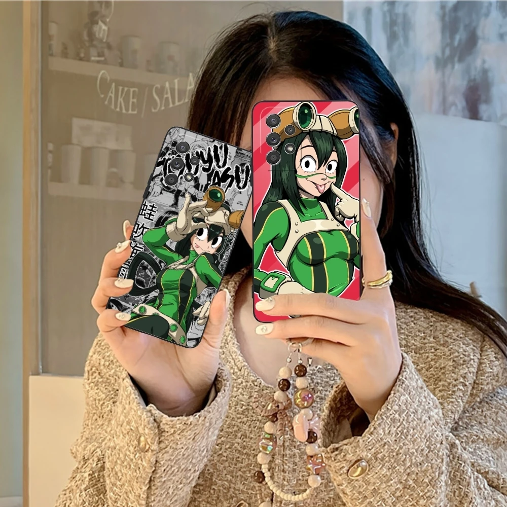 Hero Tsuyu Asui Froppy Cell Phone Case for Samsung Galaxy A91 73 71 70 54 53 52 34 24 23 21 S 5G Black Soft Phone Cover Shell