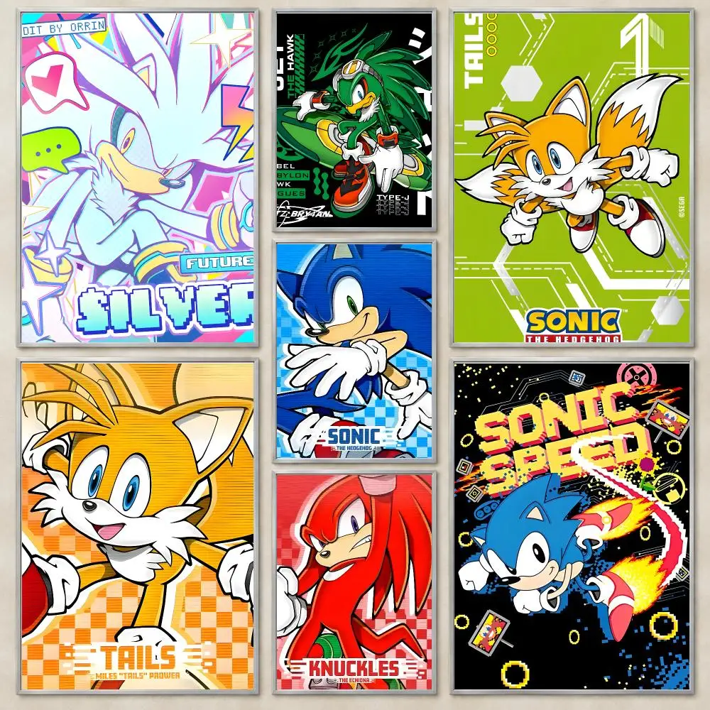 Game Platform Sonic The Hedgehog Poster Self-Adhesive Wall Art HD Print For Dorm Teen Room Decor Gift