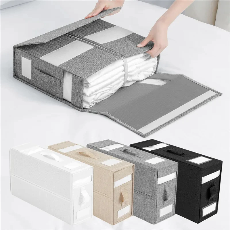 

Bed Sheet Set Storage Box Collapsible Bed Sheet Organizer with Zipper Blanket Organizer Box Wardrobe Bed Clothes Storage Tool