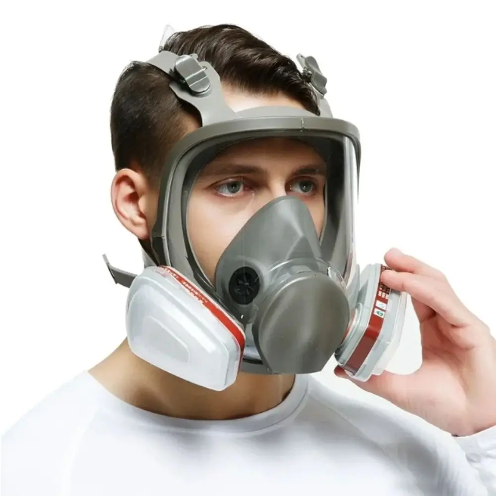 7 In 1 Set Industrial Mask Silicone Mask Dust Filter Full Face Mask Large View Full Facepiece Spray Paint Respirator