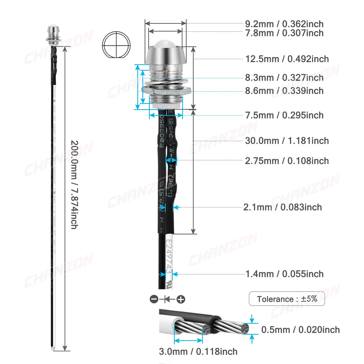 Kit LED précâblé avec support de 8mm, diode électroluminescente diffuse, ampoule de lampe, blanc, rouge, vert, bleu, jaune, orange, 12V, 5mm