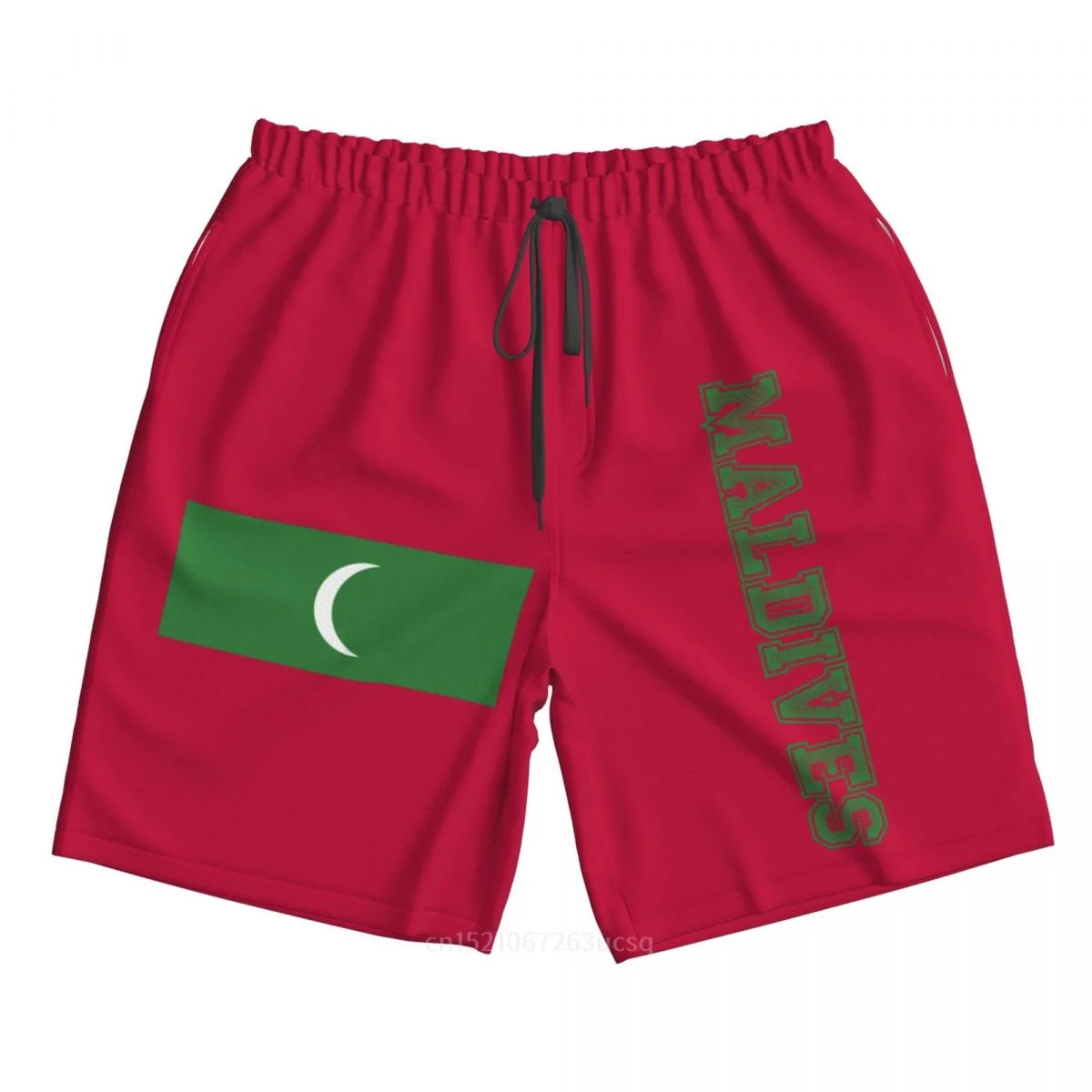 

2025 Summer Polyester Maldives Country Flag 3D Printed Men's Board Shorts Beach Pocket Running Summer Pants