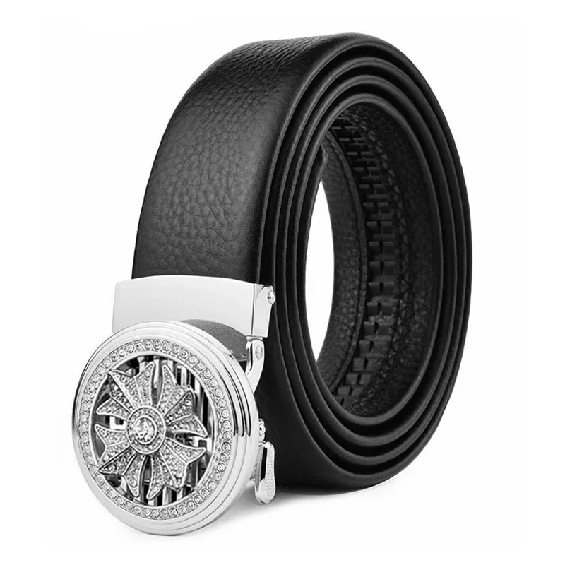 Men Genuine Leather Belts Brand Luxury Stone Pattern High Quality Business Work Automatic Buckle Belts for Men