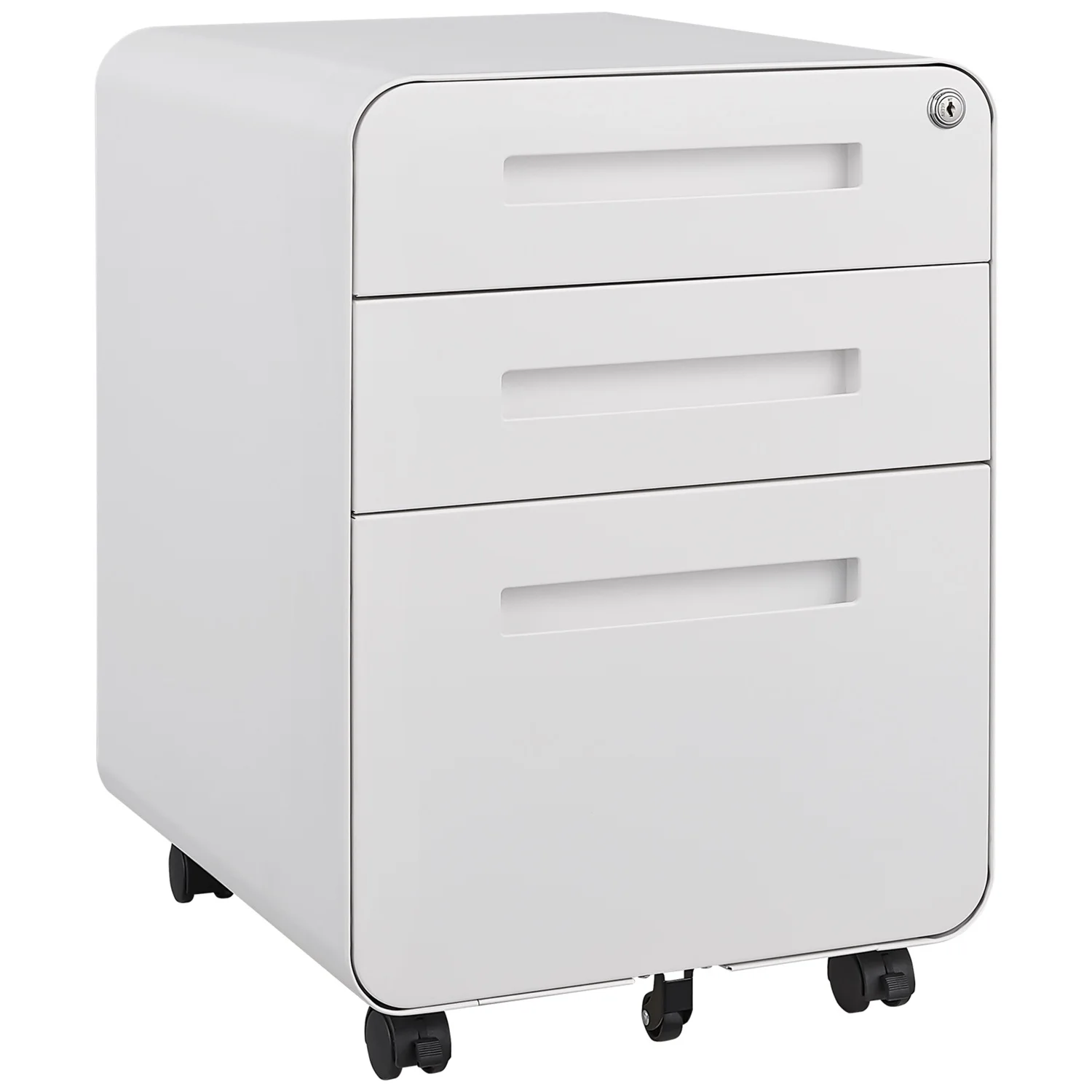 

3 Drawer Mobile File Cabinet for Legal/Letter/A4 Files - Anti-Tilting Steel Design - Black