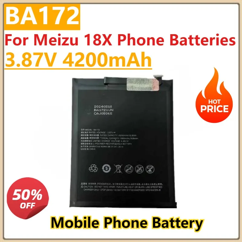 

High Quality New 3.87V 4200mAh BA172 Mobile Phone Battery For Meizu 18X Phone Batteries + Free Tools Fast Shipping