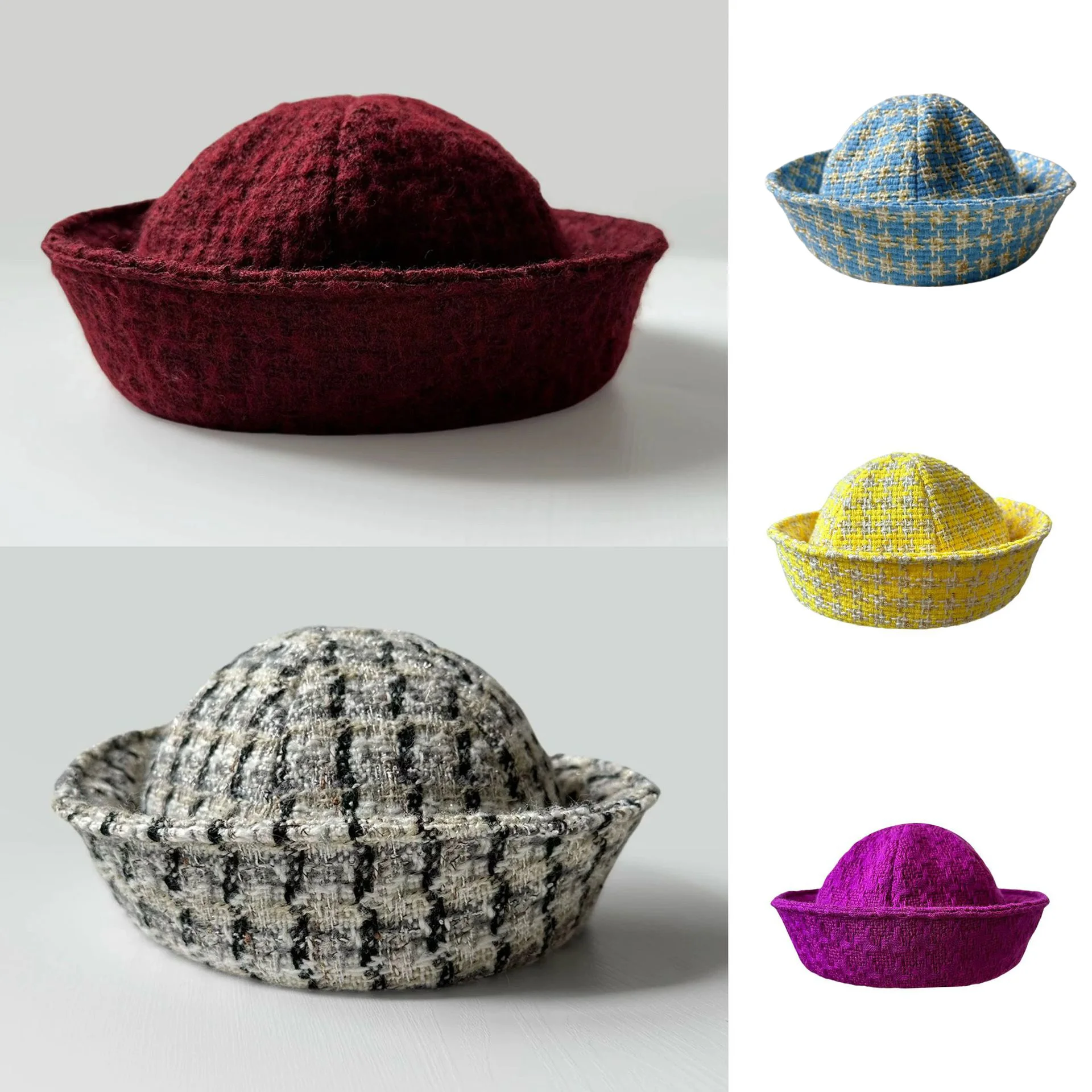 New Arrival Autumn Winter Sailor Hat for Women Japanese Style Versatile Naval-Inspired Cap Warm Cuffed Brim Pot Hat