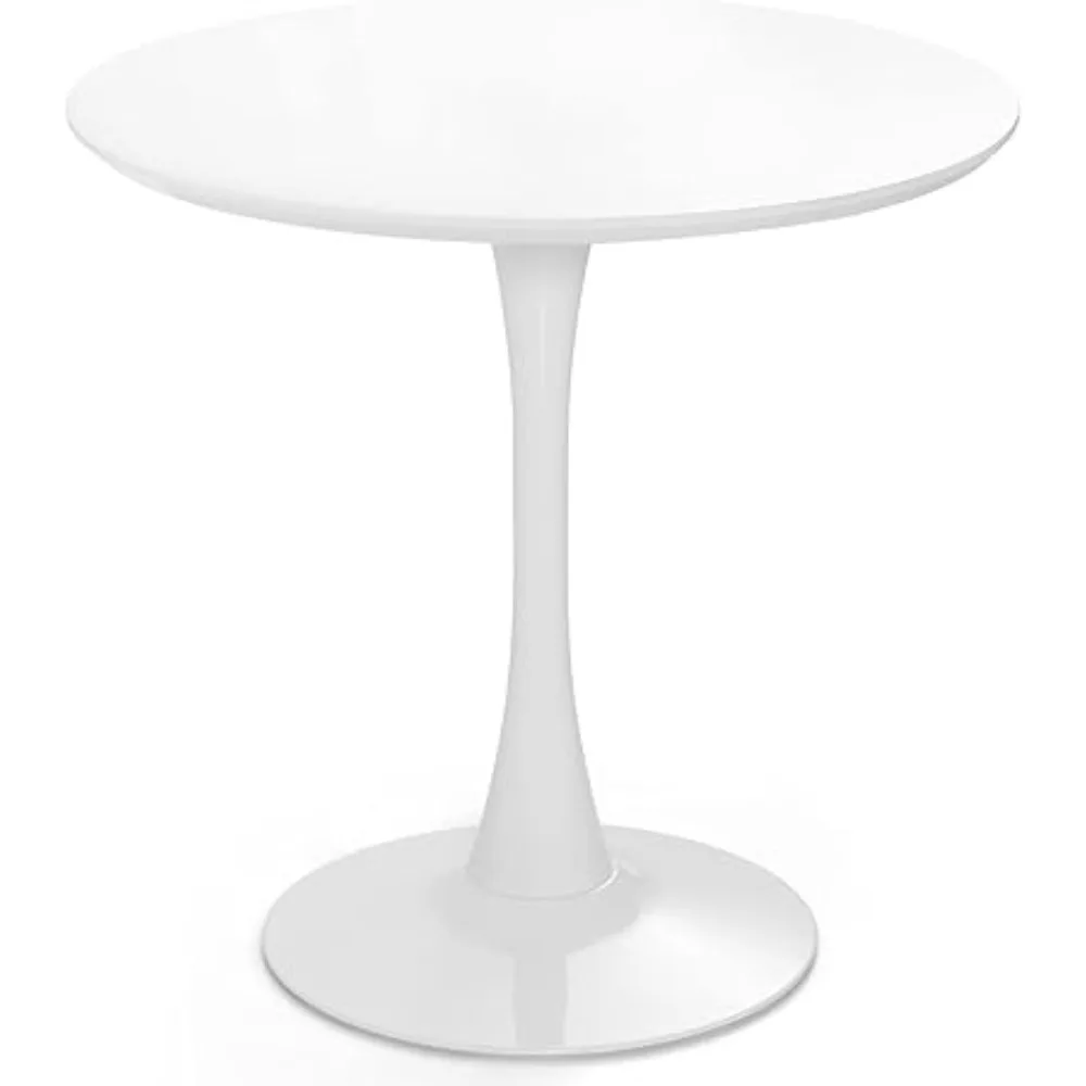 Round Dining Table, 32 Inches Modern Tulip Kitchen Table w/ 0.9” Thickened Tabletop & Sturdy Metal Pedestal