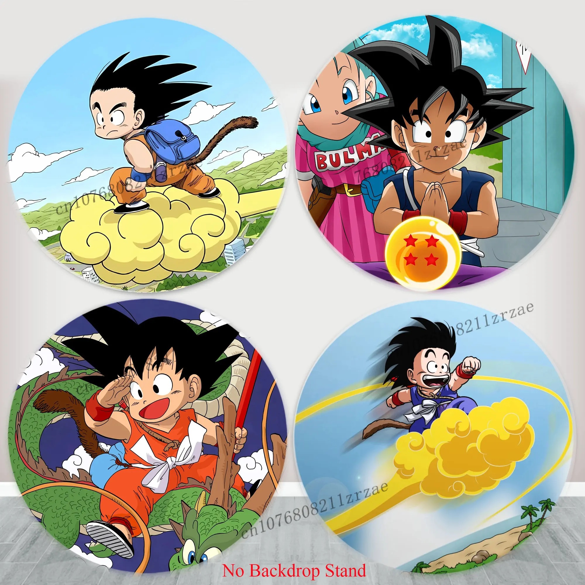 

Round Dragon Ball Birthday Backdrop Kids Party Circle and Cylinder Covers Baby Shower Fabric Room Background Photography Props