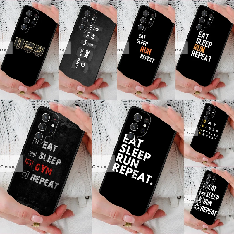 Чехол для телефона EAT SLEEP RUN REPEAT для Samsung Galaxy S26 Ultra S20 FE Note 10 S24 S23 S21 S25 Plus S22