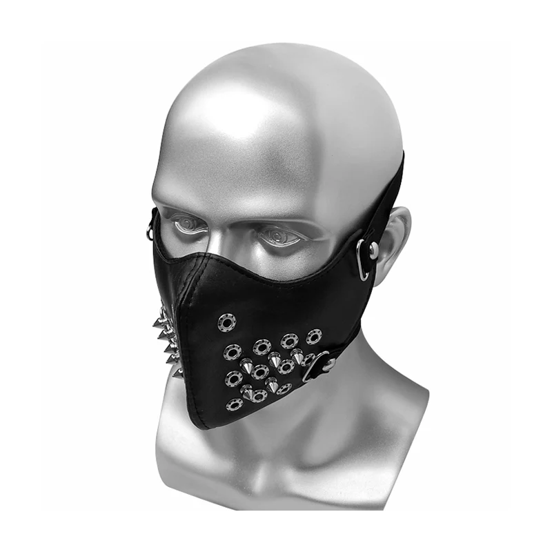 

Black Party Punk Mask With Rivet PU Leather Mask Men Women Hip Hop Masks Bar Stage Performance Masks