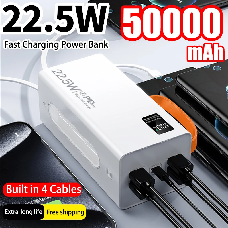 

Новый Power Bank 120 Вт, 50000 мАч, высокая емкость, быстрая зарядка, портативное зарядное устройство для IPhone, Samsung, Huawei, Powerbank