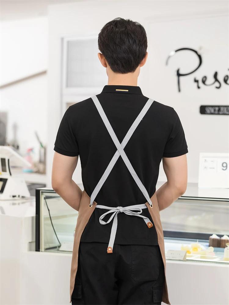 Personalized Custom Apron for Barista Bartender Beautician Hair Stylist Canvas Waterproof Robes Restaurant Waiter Women Overalls