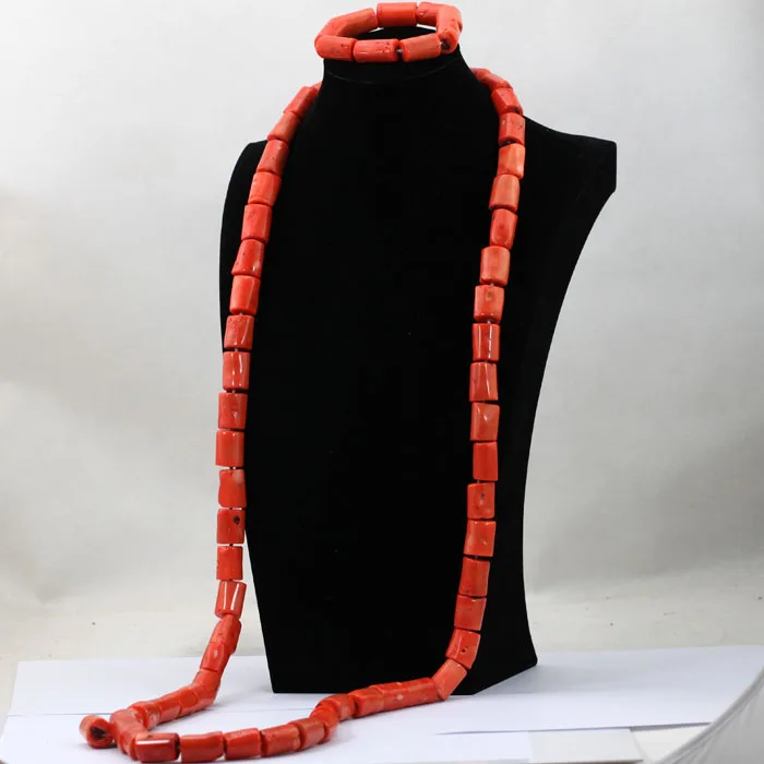 Big Luxury Real Coral Beads Wedding Jewelry Sets Wine Red African Coral Bridal Couple Jewelry Sets for Bride and Groom ABH711