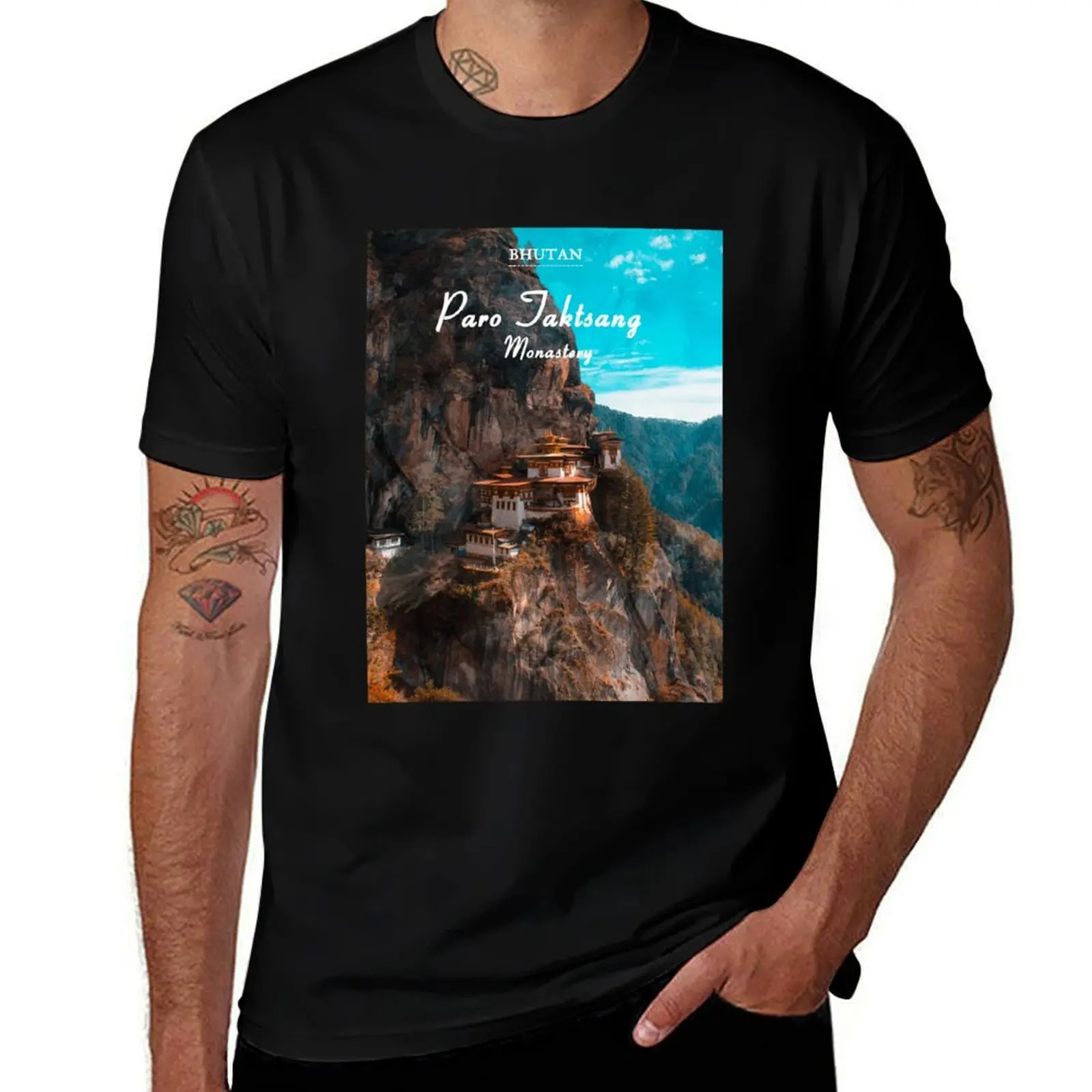 Paro Taktsang Monastery Bhutan Travel T-Shirt anime tshirt blue archive customizeds t shirt men 100℅ cotton