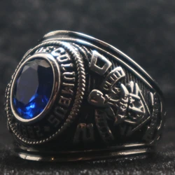 Newest Unisex 316L Stainless Steel Knights of Columbus Blue Stone Brother Ring