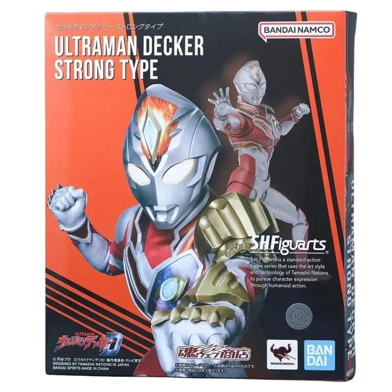 Original Genuine Bandai Anime Ultraman Decker STRONG TYPE SHF Joints Movable Model Toys Action Figure Gift Collectible Ornaments