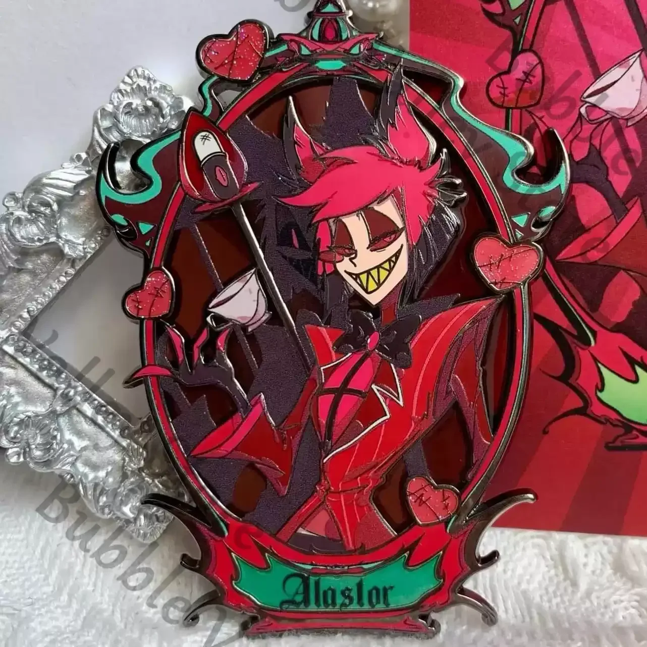 

Hazbin Hotel Alastor аниме косплей металлическая табличка значок мультфильм эмблема брошь нагрудник кулон украшение рождественский подарок