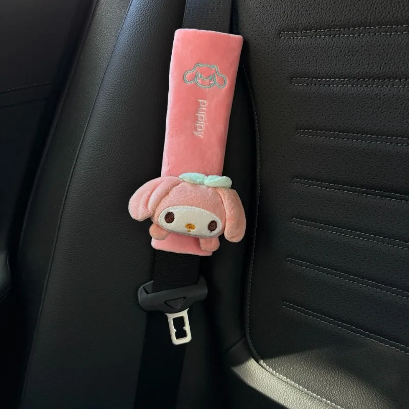 Sanrio minha melodia cinnamoroll protetor de cinto de segurança do carro dos desenhos animados anime personagem kuromi boneca acessórios carro kawaii decoração presente
