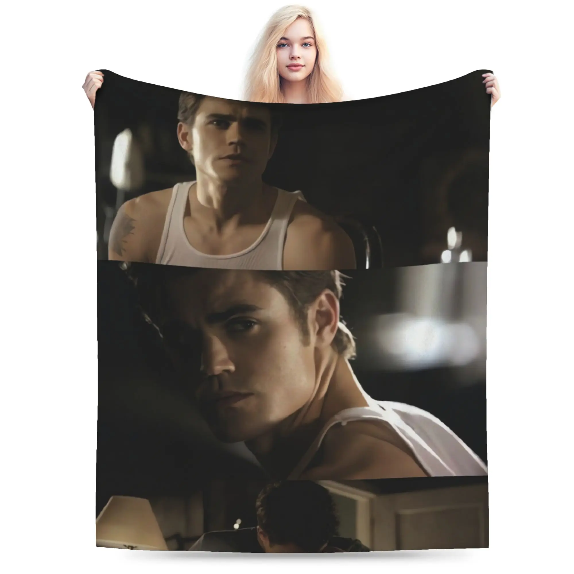 The Vampire Diaries Stefan Salvatore Soft Warm Blankets  Picnic Plush Bedding Throws Funny Bedroom Flannel Bedspread Sofa Bed