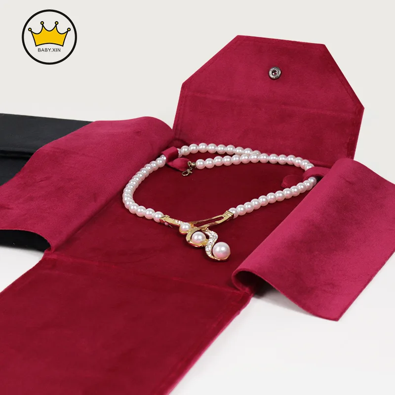 Button Pearl Necklace Package Velvet Cloth Evening Chain Pendant Storage Bag Sweater Chain Jewelry Box Wholesale