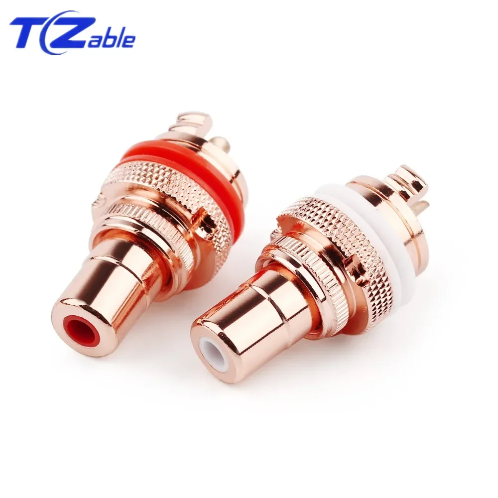 HiFi Plug Connector RCA Audio Connector Female Socket Chassis For CMC Connectors Rhodium Plated Copper Jack Copper Plug