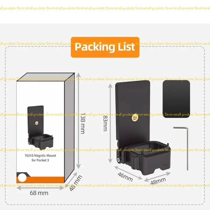 قوس حبل كاميرا R1WD مع توصيل مغناطيسي آمن في أحذية البرد 1/4 خيط لزوايا تبادل كاميرا Pocket3