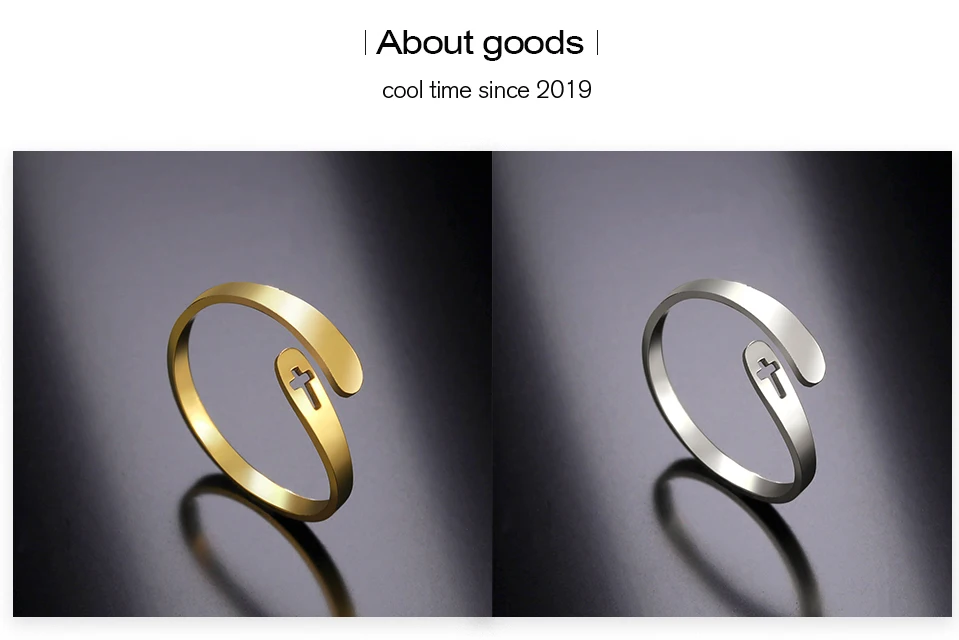COOLTIME Kreuz-Edelstahlringe für Frauen, verstellbare Größe, Ring, Schmuck, Verlobung, Jahrestag, Geschenk, 2026, Neu – Detail 3
