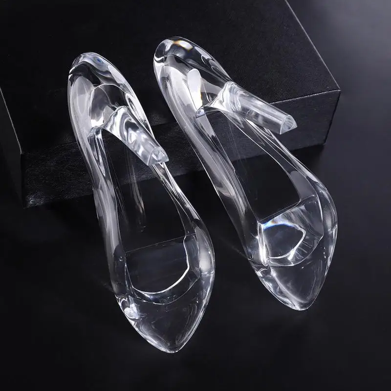 Crystal Shoe Ornament Acrylic High Heels Shoes Transparent Wedding Shoe Figurines For Glass Slipper Decoration