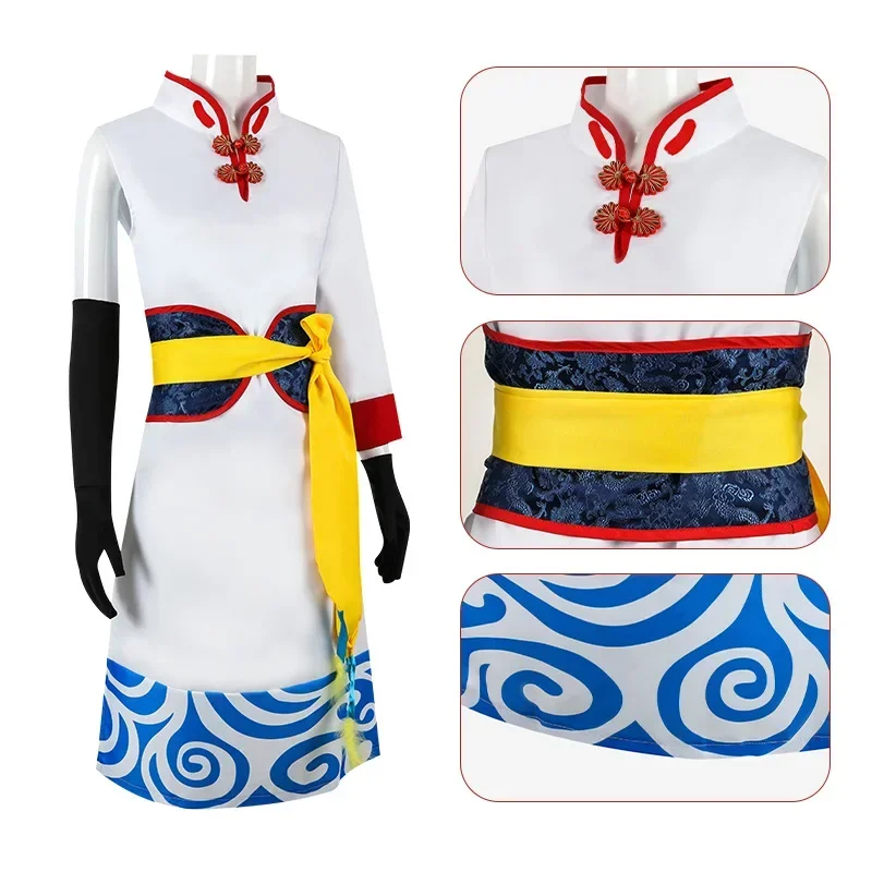 HN8 японского аниме Gintama косплей костюм Kagura косплей Cheongsam наряд + парик взрослые костюмы на Хэллоуин для женщин XS-3XL) 4Dc