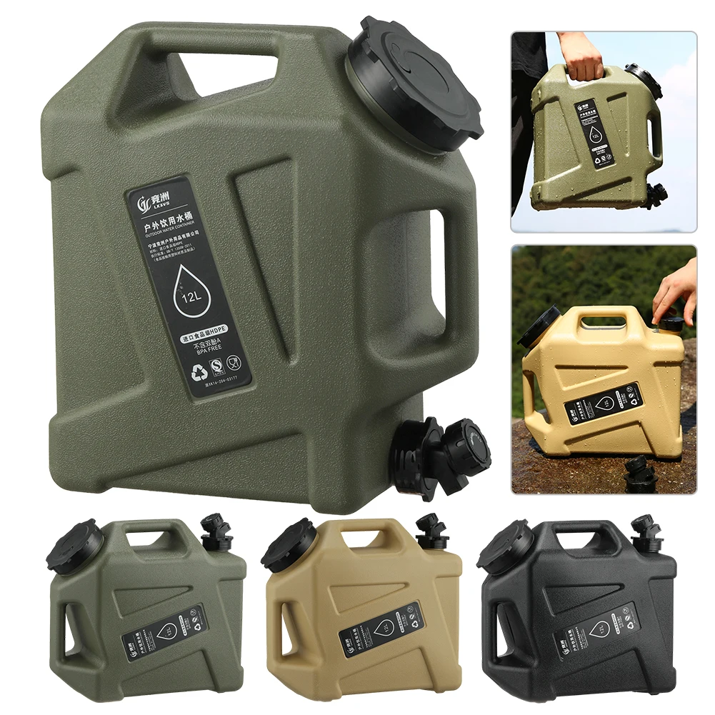 3-10-12L Water Bucket Large Capacity Portable Camp Water Bag with Detachable Faucet No Leakage for Camping Fishing Picnic Hiking