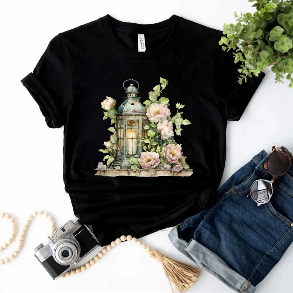 Floral Lantern Iron-on Transfer For Clothing DIY A-Level Washable T-shirts Thermal Stickers Retro Chic Design Patches Appliqued