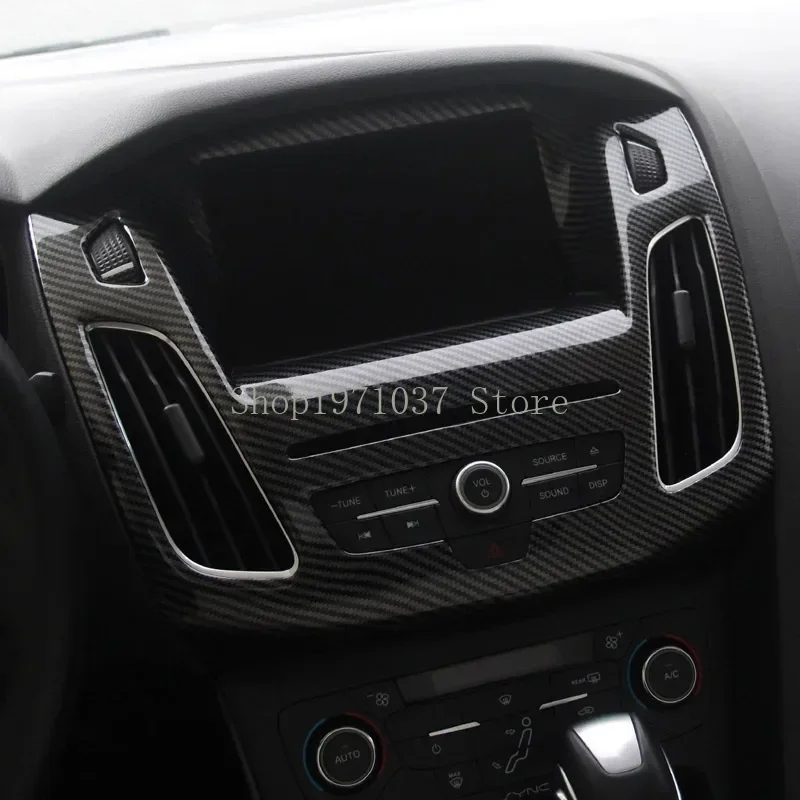 High quality imitation carbon fiber color central control audio navigation and air conditioning panel For Ford Focus 2017-2018