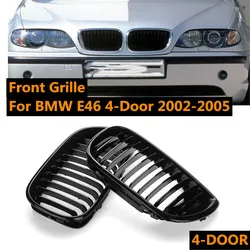 Glossy Black Front Kidney Single Slat Grill Grille For BMW E46 4 Door 4DR 3 Series 320i 325i 330i 2002-2005 Racing Grills