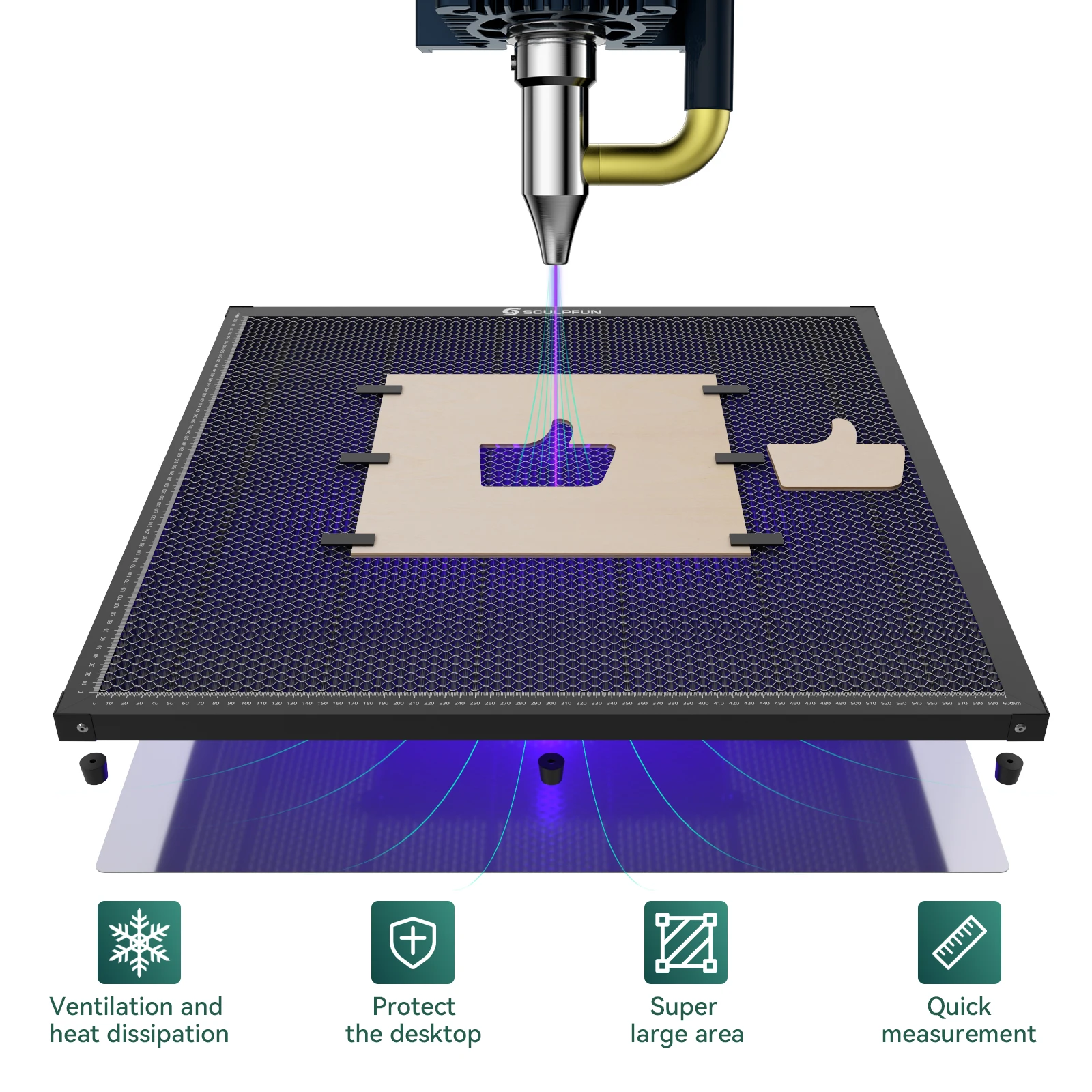 SCULPFUN H3 600x600mm Laser Cutting Working Table Board Platform Desktop Protection CO2 Diode Laser Engraving Machine Honeycomb