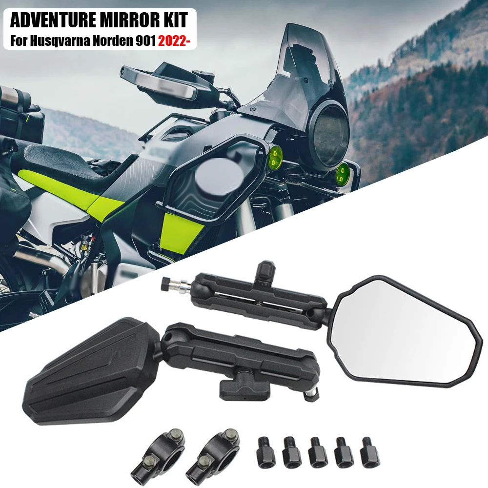 

For Husqvarna Norden 901 norden901 NORDEN 901 Motorcycle Rearview Mirror Adventure ADV Foldable Mirrors Ball Stud with bolts