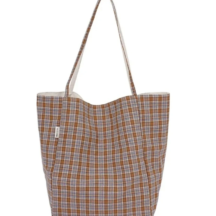 

Fresh shoulder bag red and white plaid nylon large-capacity commuting leisure hundred with handheld armpit women's bags