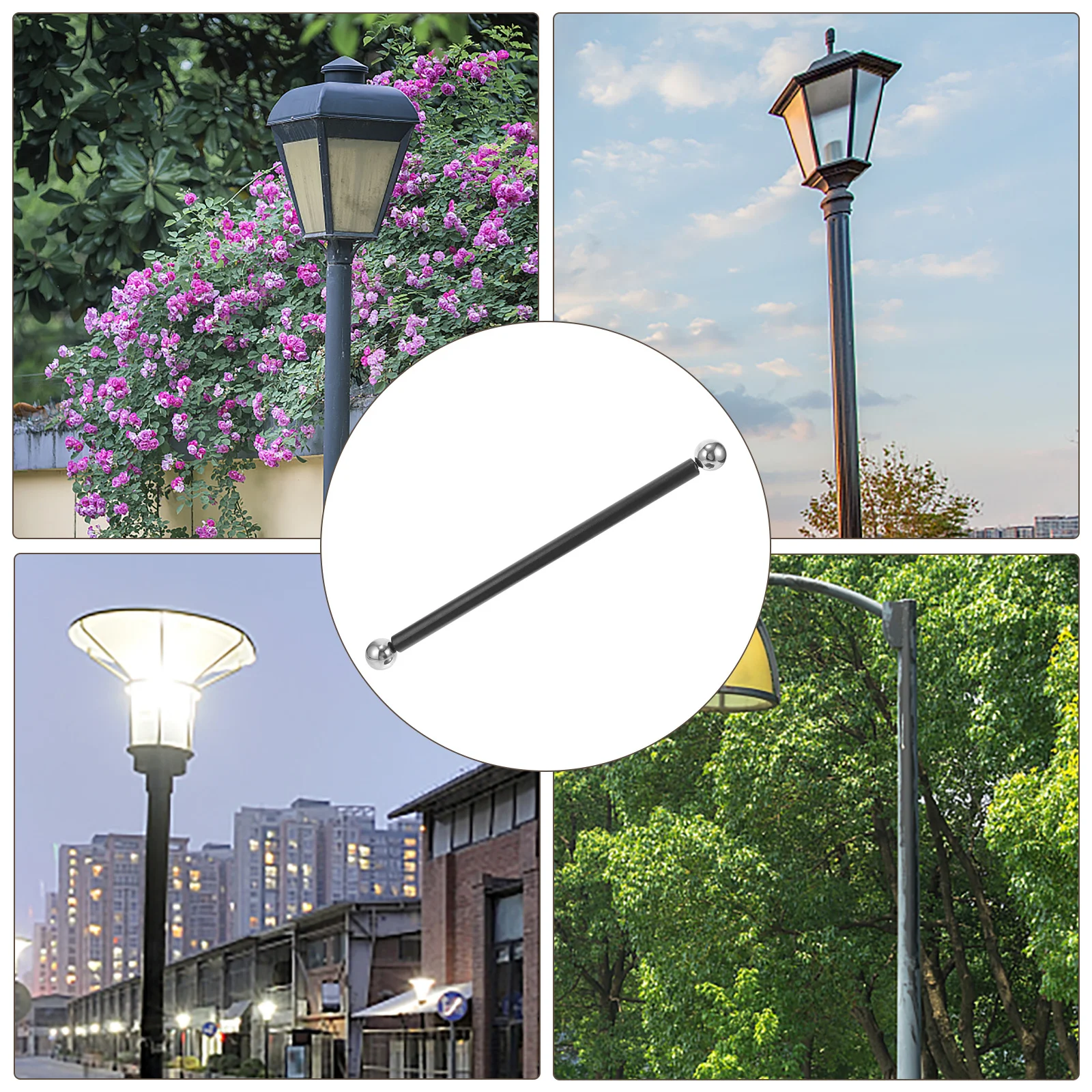 Lampada da giardino con barra trasversale, palo, porta bandiera, banner, bracciolo, aste, accessorio in acciaio inossidabile