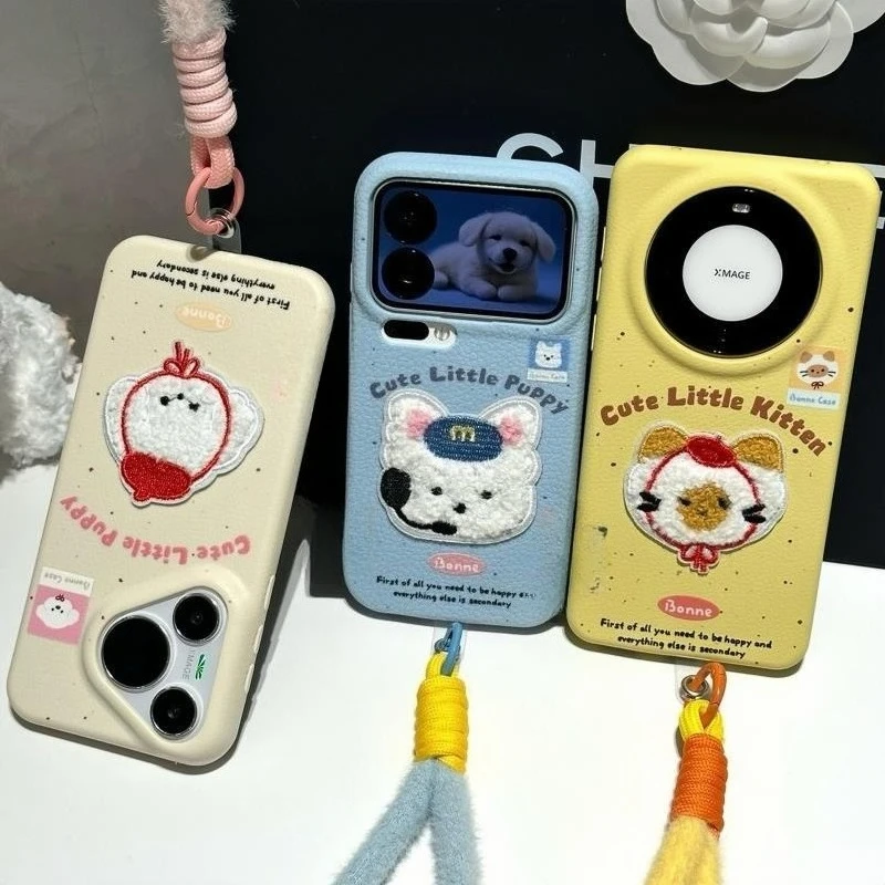 

Cute Puppy Case With Strap For OPPO Reno 15C 15 14 13 11 9 8 Pro 7 Lite 8Z 7Z 6 5 4Z Find X9 X8 X8S X7 R17 R15 Cartoon Dog Case