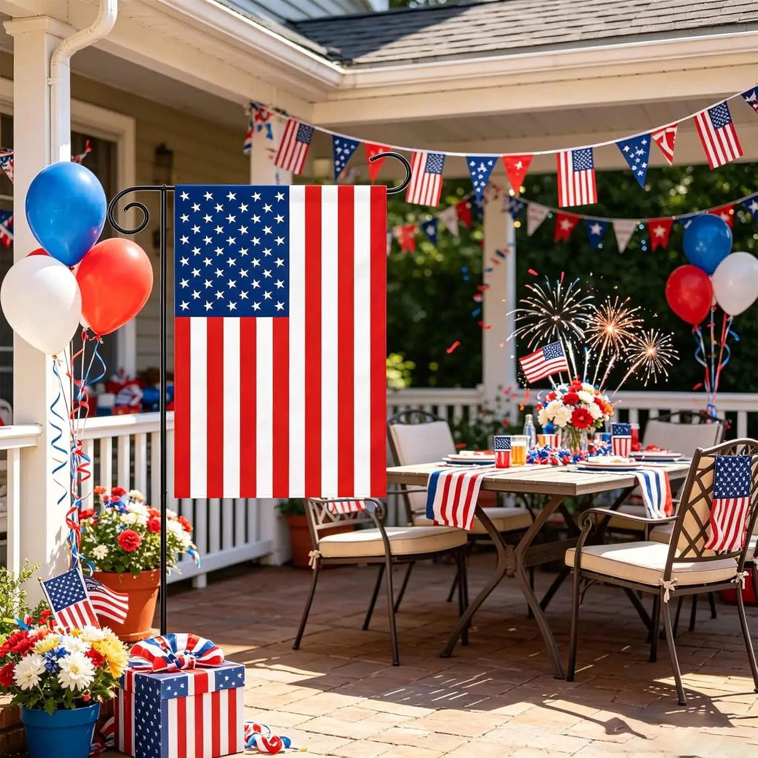 250th Anniversary America Garden Flag 12x18 Inch Double Sided Waterproof, Blessings 1776-2026 American Patriotic 4th of July IIC
