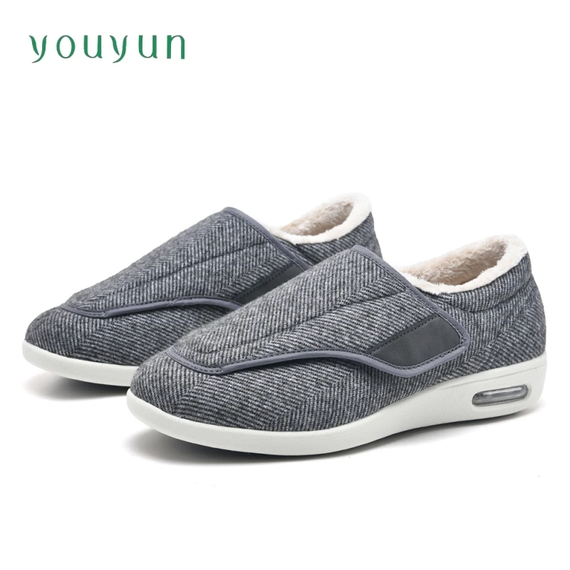 Warm walking elderly shoes anti slip thumb outing foot swelling dad's shoes adjustable comfortable skin friendly sports shoes