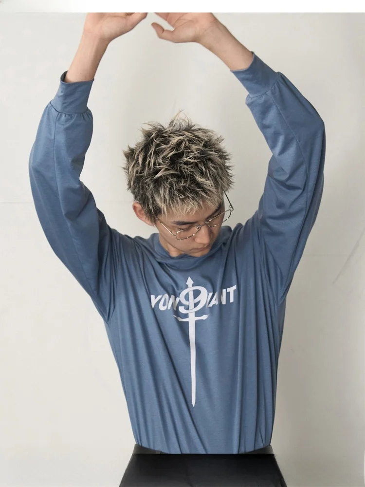 

Yongiant Spor Long Sve T-irt Breathable Comfortable Cool Feeling Base Layer Fog Blue Elastic Casual Wear for Teens