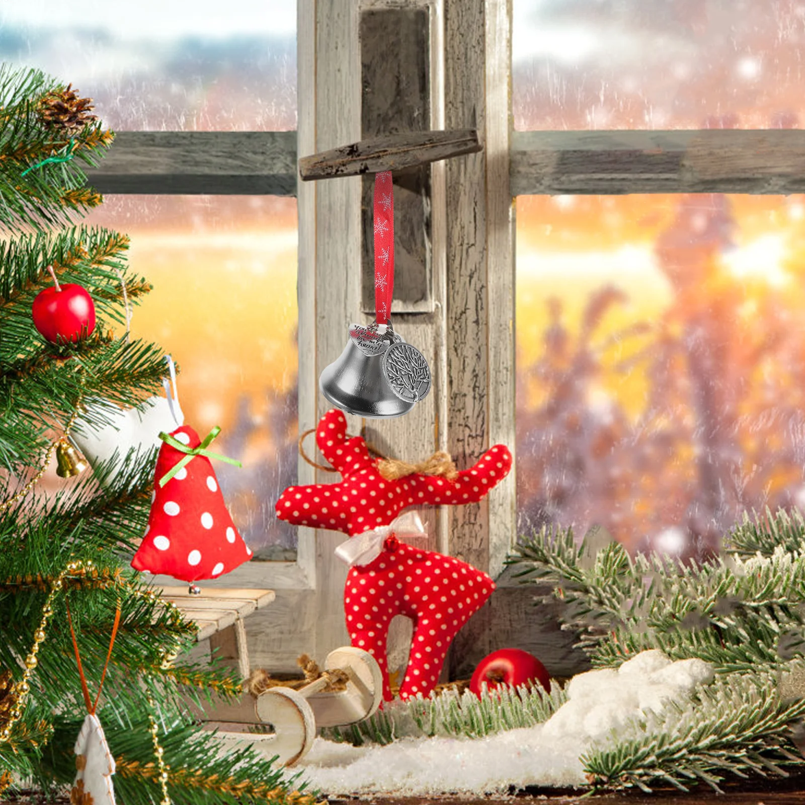 

Christmas Heat Transfer Bell Ornaments Blank Sublimation Single-Sided Round Xmas Tree Hanging Decorations Christmas Bell Pendant