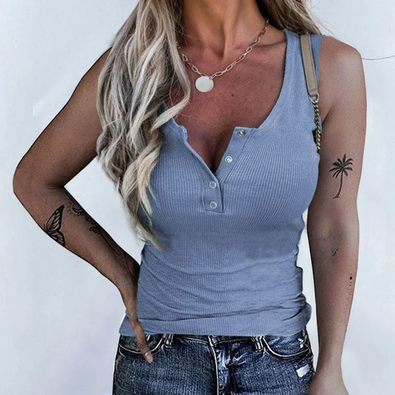 여름 여성 슬림핏 티셔츠 조끼 캐주얼 코튼 스트리트 스타일 단색 S5XL 밸 탑 여성 패션