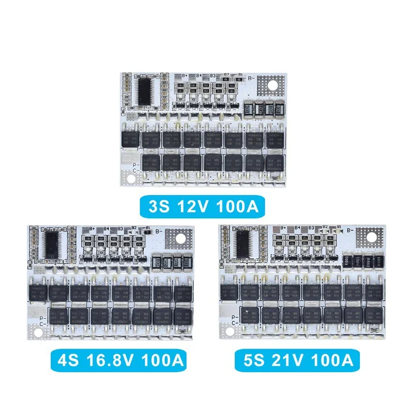 TZT 5S 4S 3S BMS 100A 21V 18V 16.8V 12V 18650 Li-ion LMO Ternary Lithium Battery Protection Circuit Board Balance Charging