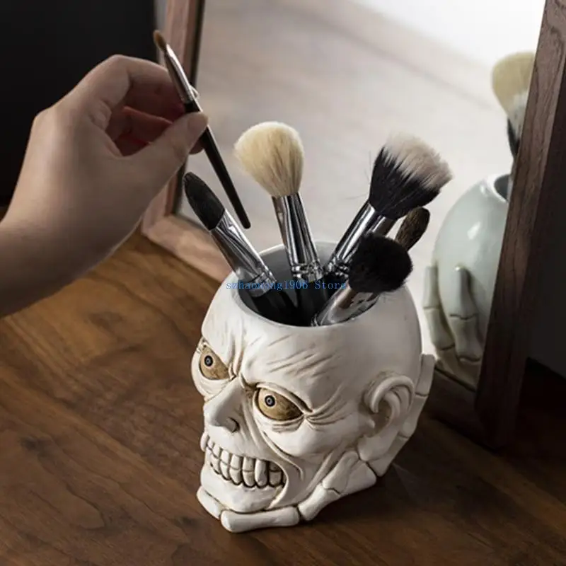 

85LF Skull Flowerpot Mold Decoration Halloween Theme Silicone Mold