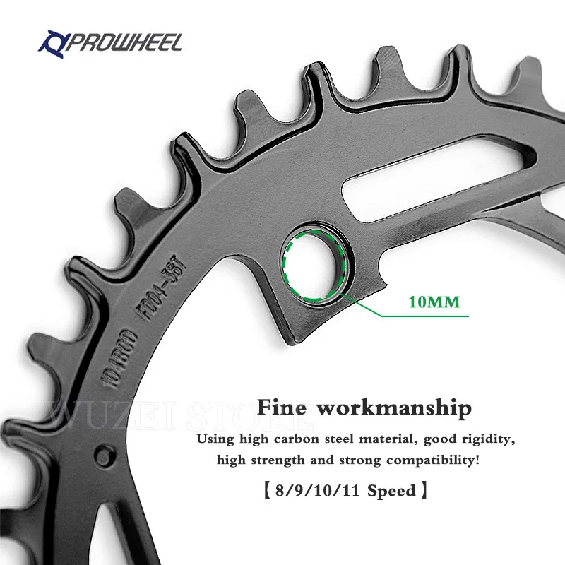 Prowheel 104BCD Round Narrow Wide Chainring Steel Mountain Bicycle Chain Wheel 32T 34T 36T 38T 40T Tooth Plate MTB Bike Parts