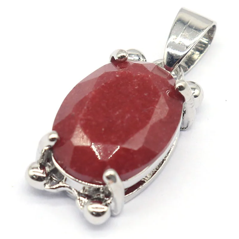 Buy 3 Get 1 Free 20x12mm Highly Recommend Real Red Ruby Blue Sapphire Green Emerald Females Daily Wear Silver Pendant