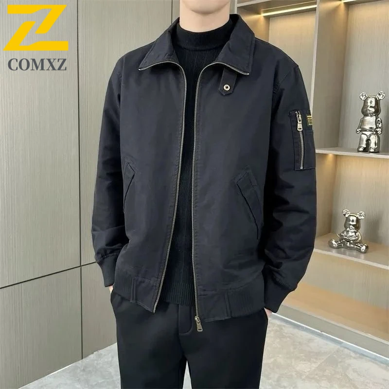 

COMXZ 2025 Мужская куртка для приключений на открытом воздухе, рыбалки, охоты, модные мешковатые ветровки, куртки Gorpcore с отложным воротником, верхняя одежда