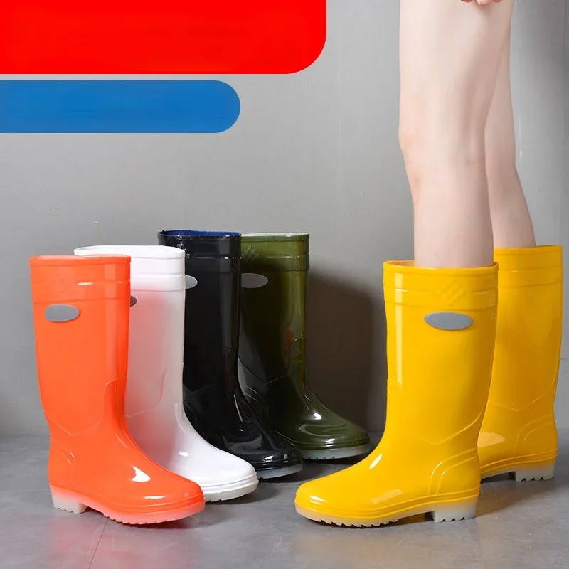 Women Rain Boot Hightop Water Shoes Women Rain Boot Fashion Work Waterproof Shoes Nonslip Rubber Shoes Men Luminous Couple Shoes